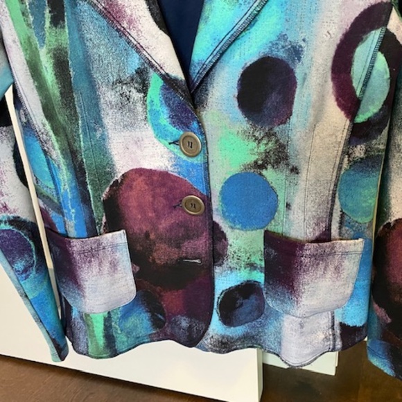 Simply Art by Dolcezza sz S blazer jacket mid-length multicolour blues - Picture 10 of 16